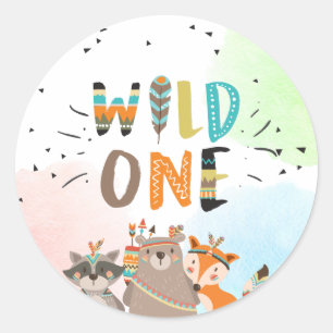 Wild One Tribal Woodland Animals Envelope Seal Boy