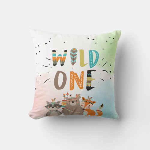 Wild One Tribal Woodland Animals Trow Pillow Boy