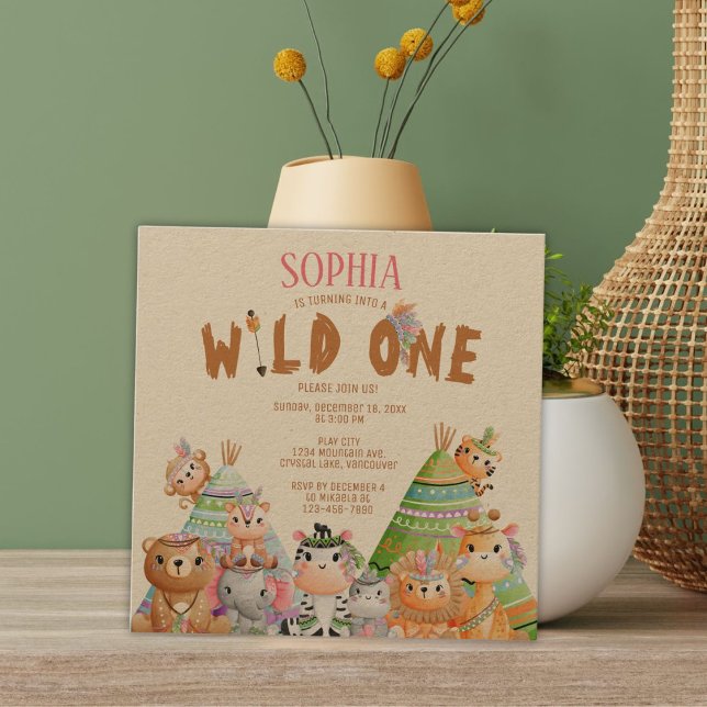 Wild One Tribal Woodland Safari Birthday Invitation (Creator Uploaded)