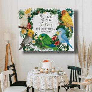 Wild One Tropical Exotic Parrots Birthday Welcome  Foam Board