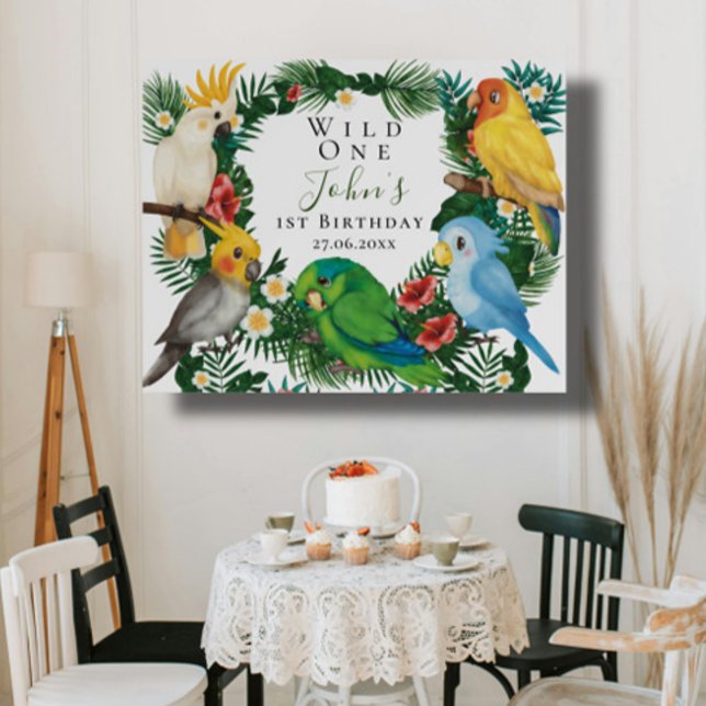 Wild One Tropical Exotic Parrots Birthday Welcome  Foam Board (Creator Uploaded)