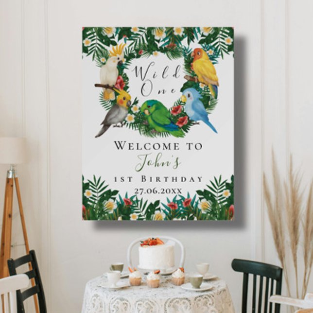Wild One Tropical Exotic Parrots Birthday Welcome Foam Board (Creator Uploaded)