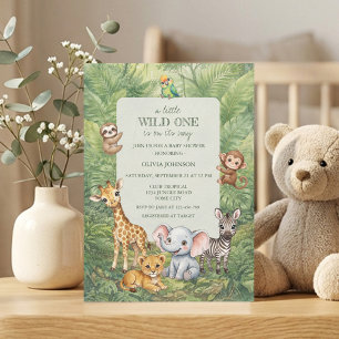 Wild One Tropical Jungle Baby Shower Invitation