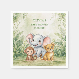 Wild One Tropical Jungle Baby Shower Napkins