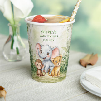 Wild One Tropical Jungle Baby Shower Paper Cups