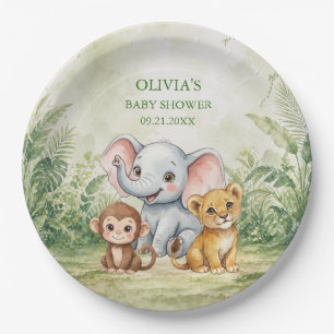 Wild One Tropical Jungle Baby Shower Paper Plates