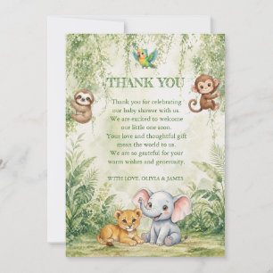 Wild One Tropical Jungle Baby Shower Thank You Car Card