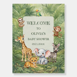 Wild One Tropical Jungle Baby Shower Welcome Foam Board