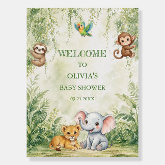 Wild One Tropical Jungle Baby Shower Welcome Foam Board