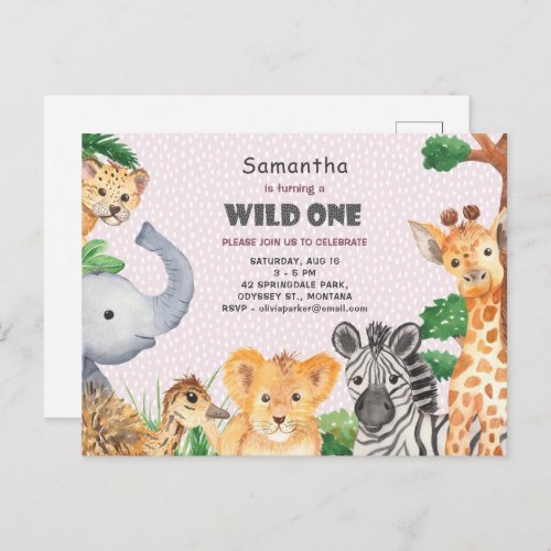 Wild One Tropical Jungle Camp 1st Birthday Invite