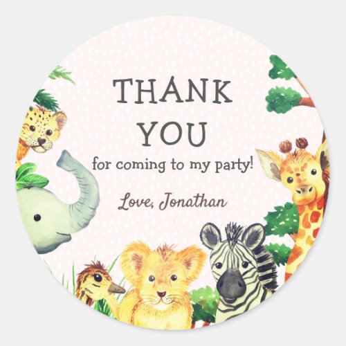Wild One Tropical Rain Forest Thank You Birthday Classic Round Sticker