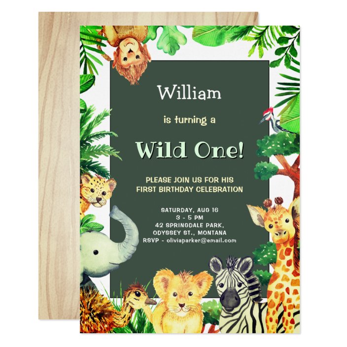 Wild One Tropical Rain Forest Whimsical Birthday Invitation | Zazzle.com