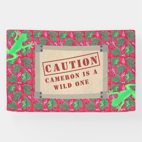 Wild One Tropical Rainforest Birthday Custom Banner