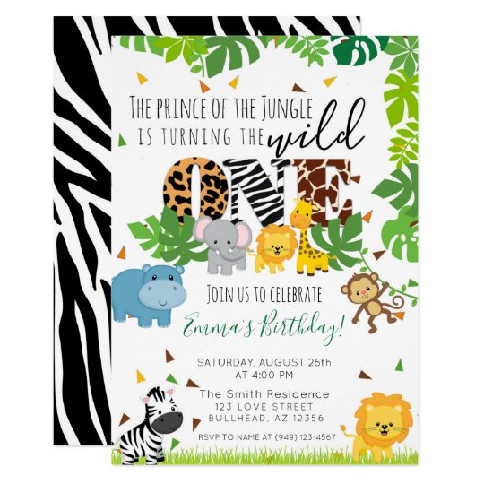 Wild One Tropical Safari Animal 1st Birthday Invitation | Zazzle.com