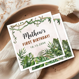 Wild One Tropical Safari First Birthday Napkins