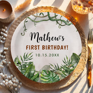 Wild One Tropical Safari First Birthday Paper Plates