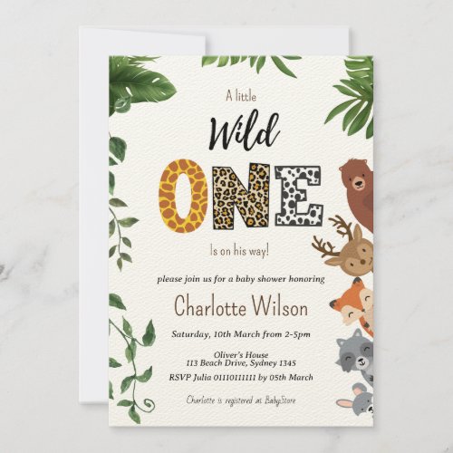 Wild One  typography baby shower QR code Invitation