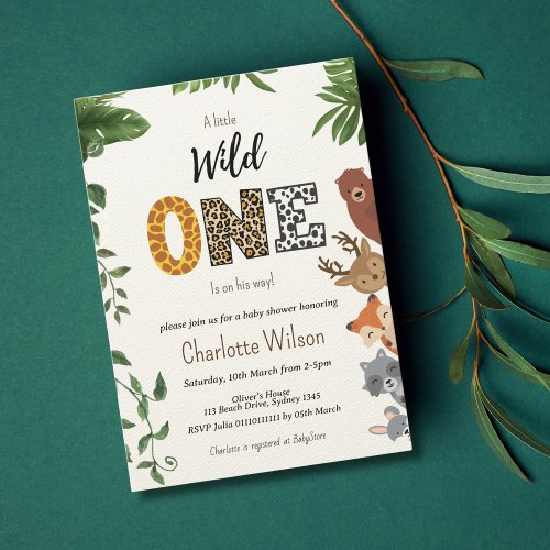 Wild One  typography baby shower QR code Invitation