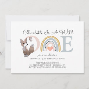 Wild One Watercolor Rainbow Girl's First Birthday Invitation
