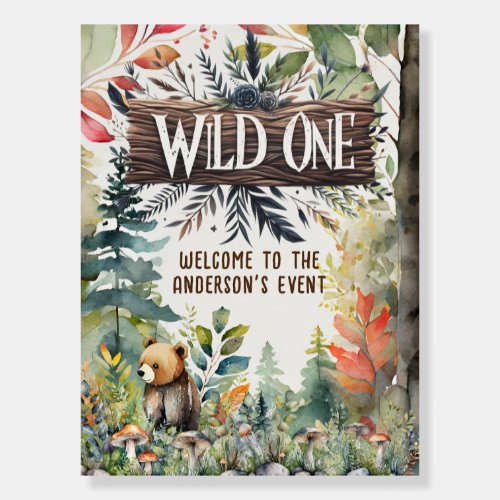Wild One Welcome Sign Woodland Animals Rustic