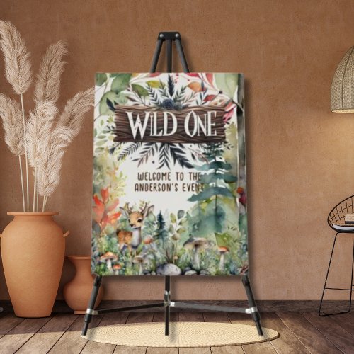 Wild One Welcome Sign Woodland Animals Rustic