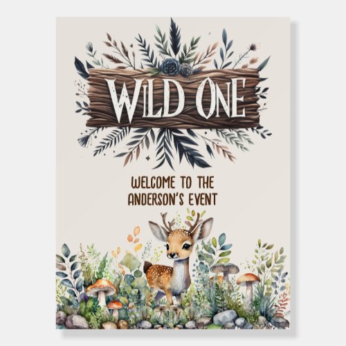 Wild One Welcome Sign Woodland Animals Rustic