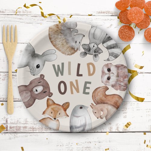 Wild One Whimsical Woodland Animals Party Paper Plates