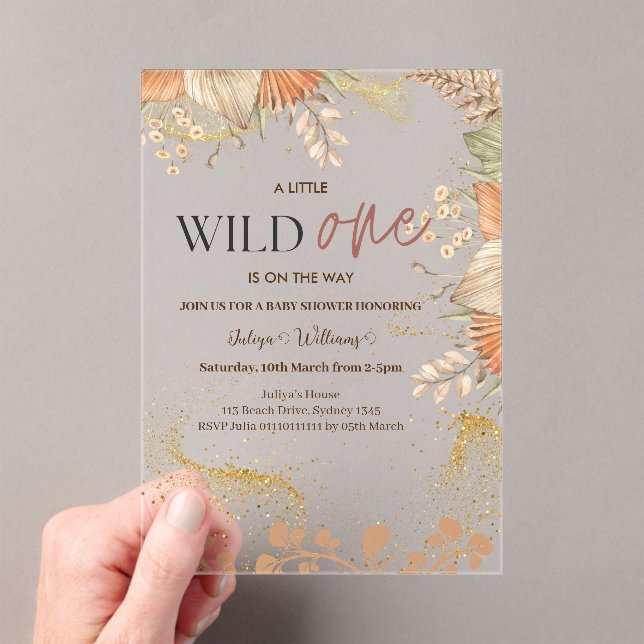 Wild One wild flower Baby Shower  Acrylic Invitations (Insitu (Handheld))