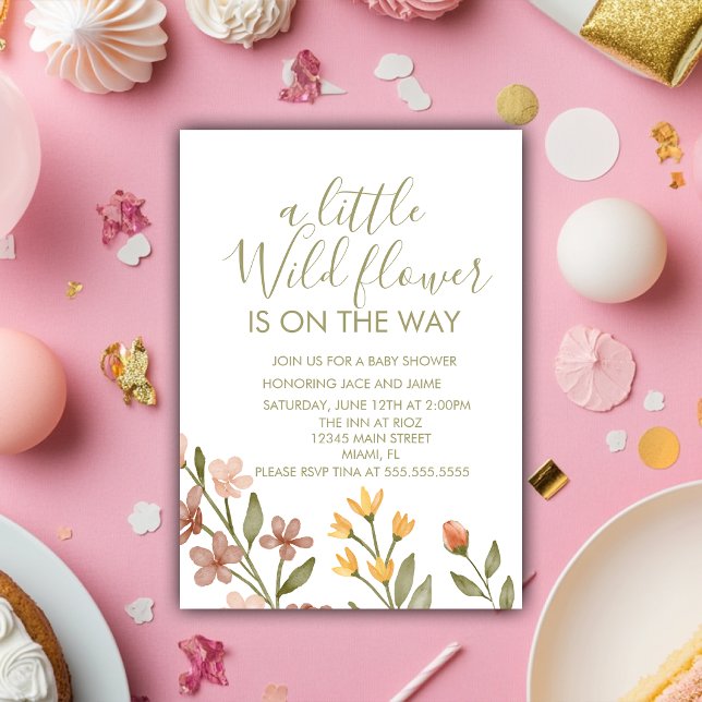 Wild One Wild Flowers Baby Shower  Invitation (Creator Uploaded)