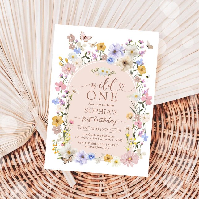 Wild One WIldflower 1st Birthday Invitation (Creator Uploaded)