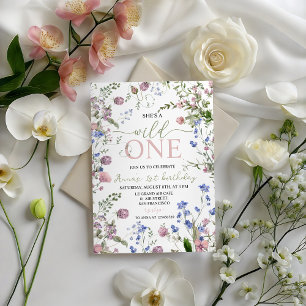 Wild One Wildflower 1st Birthday Invite