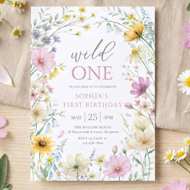 Wild One Wildflower Birthday Invitation, Editable  Invitation (Creator Uploaded)