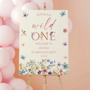 Wild One Wildflower Birthday Party Welcome Sign