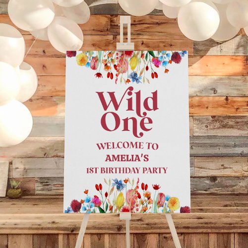 Wild One Wildflower Birthday Party Welcome Sign