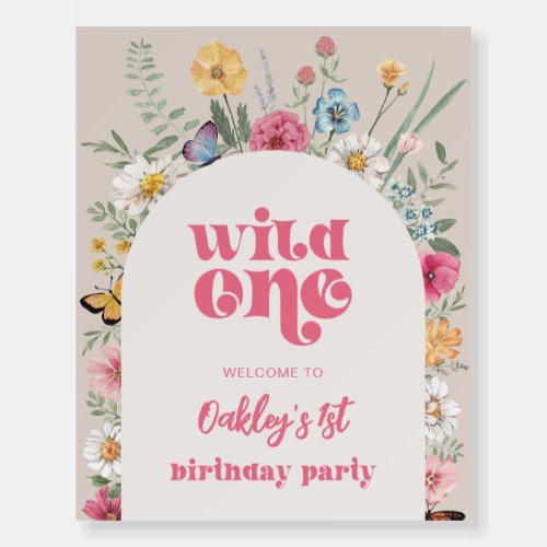 Wild One Wildflower Birthday Welcome Sign