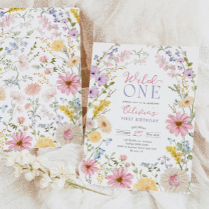 Wild One: Wildflower First 1st Birthday Invitation