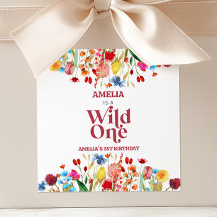 Wild One Wildflower First 1st Birthday Party Favor Square Sticker