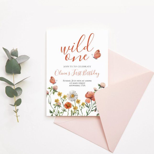 Wild One Wildflower first birthday Invitation (Creator Uploaded)