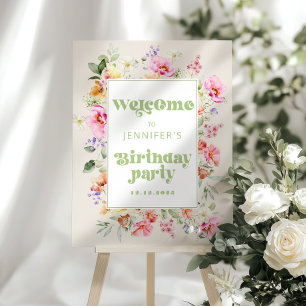 Wild One Wildflower Girl Birthday party Welcome Foam Board