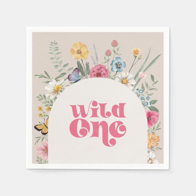 Wild One Wildflower Party Paper Napkins (Front)