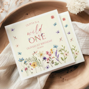 Wild One Wildflower Wild Flower 1st Birthday Party Napkins