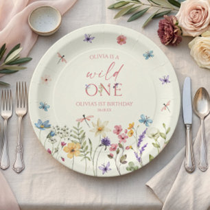 Wild One Wildflower Wild Flower 1st Birthday Party Paper Plates