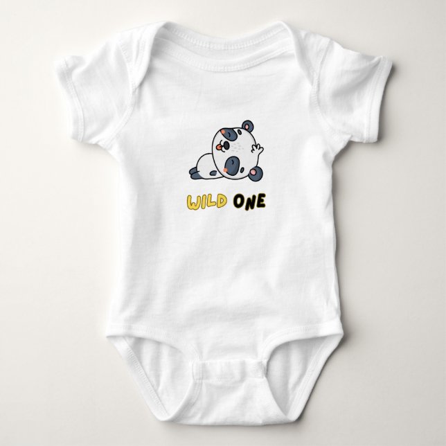 Wild One with a Panda Twist - First Birthday Baby  Baby Bodysuit (Front)