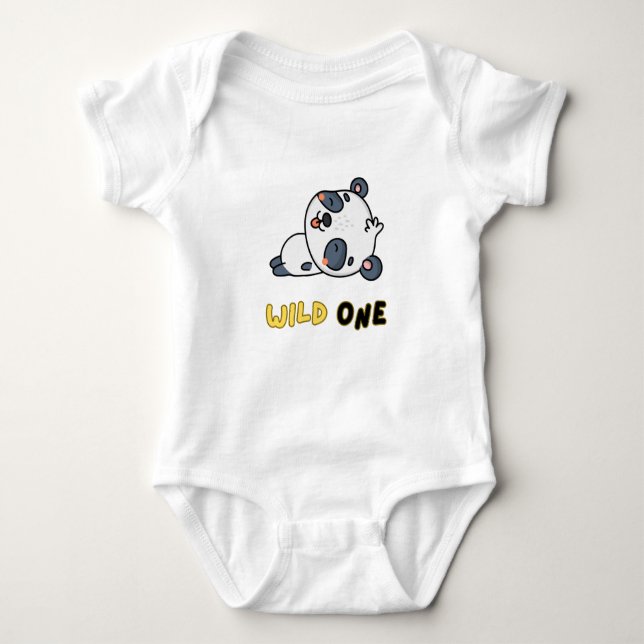 Wild One with a Panda Twist - First Birthday Baby  Bodysuit (Front)