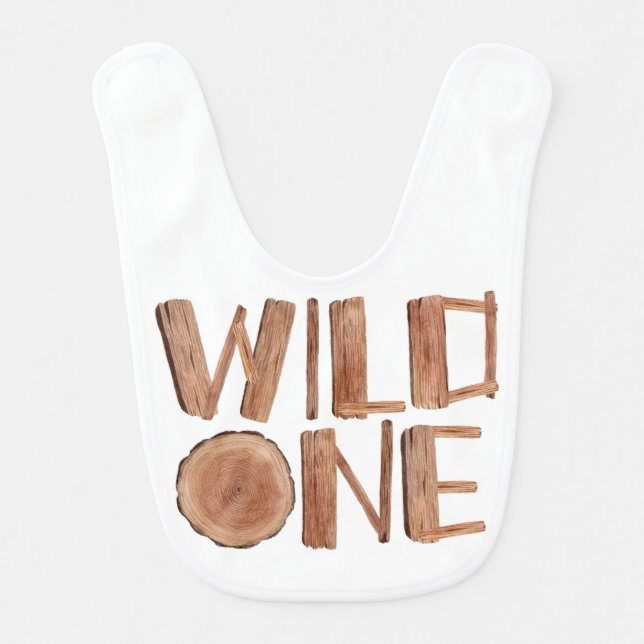 Wild One Wood 1st Birthday   Baby Bib (Front)