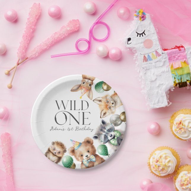 Wild One Woodland 1st Birthday  Paper Plates (Party)