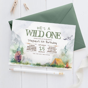 Wild One Woodland Adventure Any Age Birthday Party Invitation