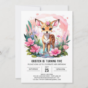 Wild One Woodland Adventure Girl Birthday Invitation