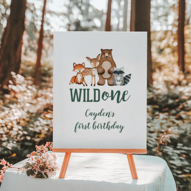 Wild One Woodland Animal 1st Birthday Foam Board (Creator Uploaded)