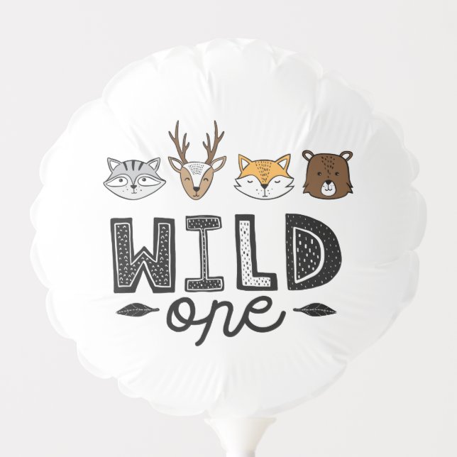 Wild One Woodland Animal Balloon (Front)